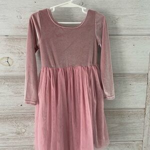 Charming Pink Velvet Kids Dress